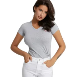 Guess Mini Triangle Short Sleeve V Neck T-Shirt -Bloomora Shop guess mini triangle short sleeve v neck t shirt 2