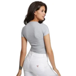 Guess Mini Triangle Short Sleeve V Neck T-Shirt -Bloomora Shop guess mini triangle short sleeve v neck t shirt 3