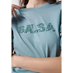 Branding Pearls Short Sleeve T-Shirt -Bloomora Shop salsa jeans branding pearls short sleeve t shirt 3