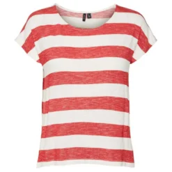 Vero Moda Wide Stripe Short Sleeve T-Shirt -Bloomora Shop vero moda wide stripe short sleeve t shirt 2