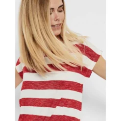 Vero Moda Wide Stripe Short Sleeve T-Shirt -Bloomora Shop vero moda wide stripe short sleeve t shirt 4
