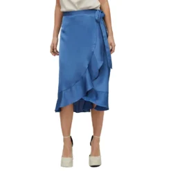 Vila Ellette Wrap High Waist Midi Skirt