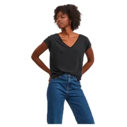 Vila Modala Detail Short Sleeve V Neck T-Shirt