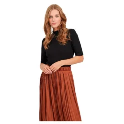 Bloomora Shop 26 Vila Solitta 2/4 Sleeves Rib Flunnel Neck T-Shirt